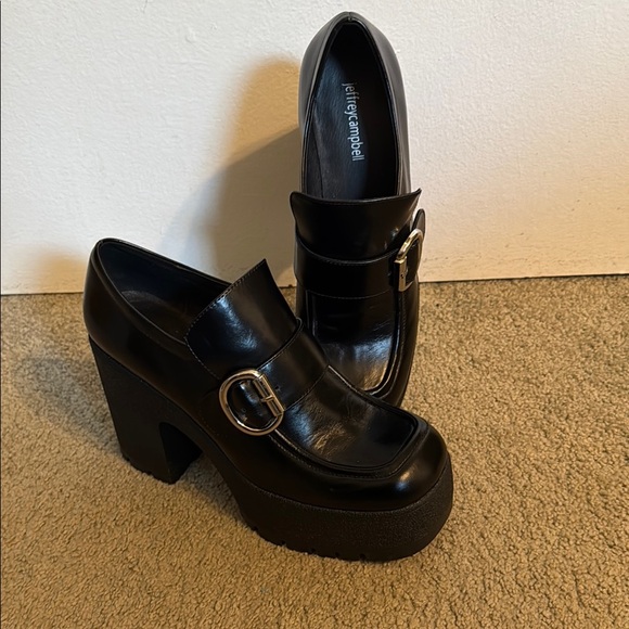 Jeffrey Campbell Shoes - Jeffrey Campbell Black Platform Mary Janes with Chunky Heel